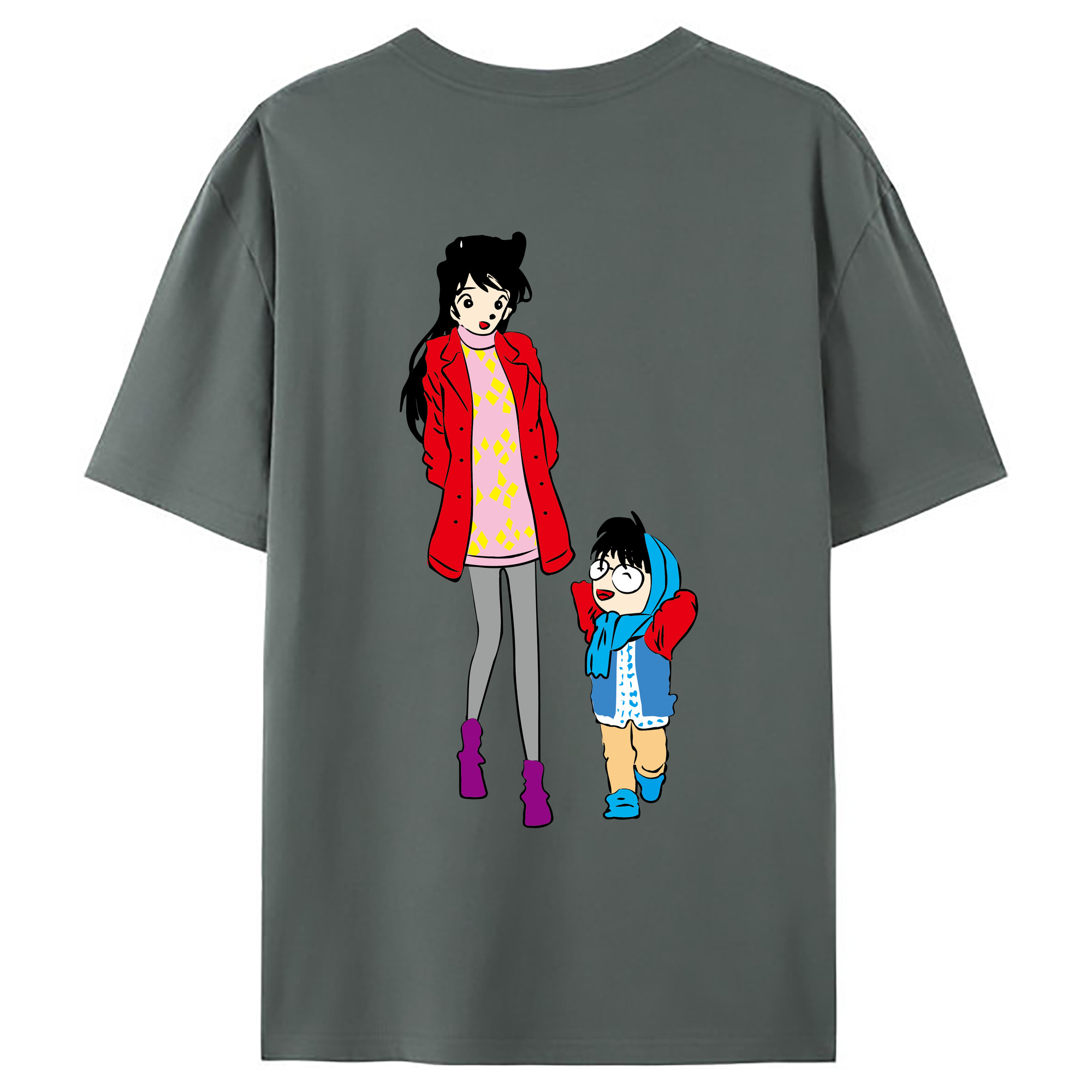（画像用） 名探偵コナン 江戸川 コナン Detective Conan Conan Edogawa 綿100％ メンズ半袖Tシャツ（バックプリント） 通気性